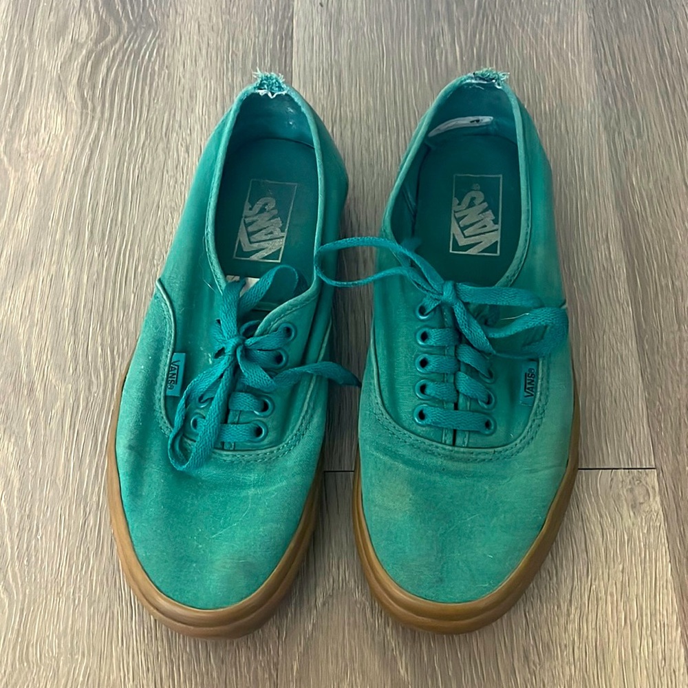 Teal Vans with gum sole m7/w9